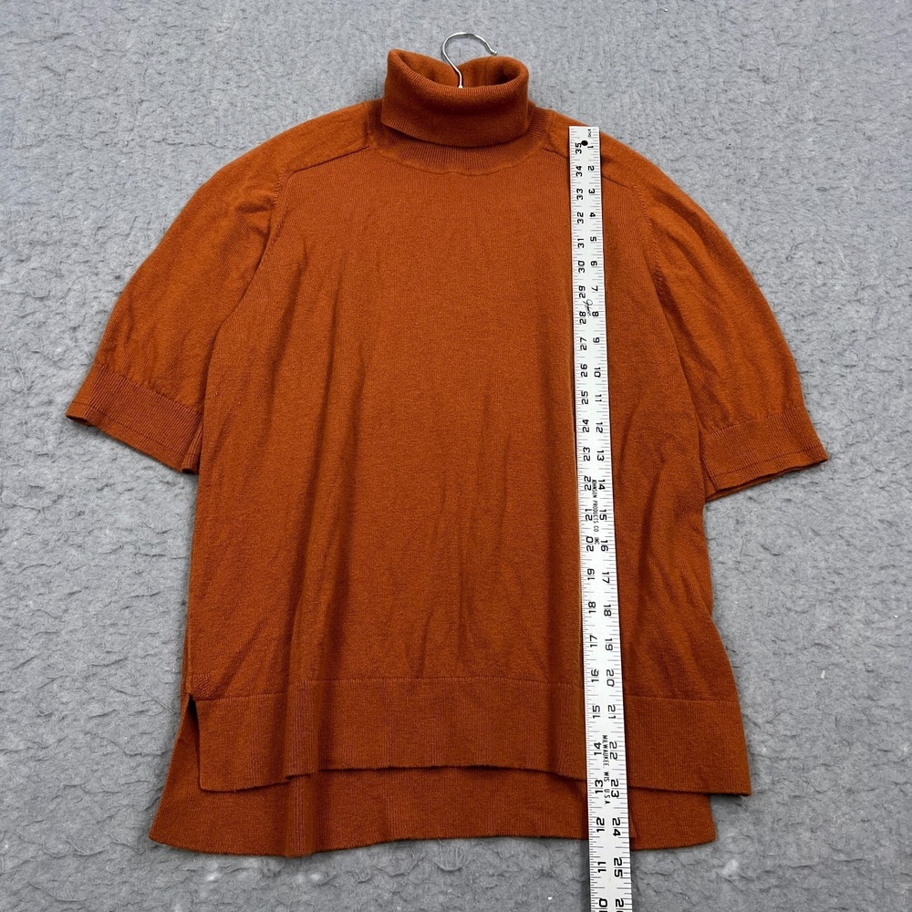 Everlane Sweater Women's Large Orange Rust Wool Short Sleeve Knit Turtleneck Top - Picture 4 of 9